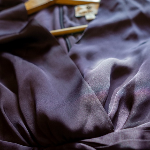 Dark Purple Orchid Floral Wrap Dress - Picture 7 of 7